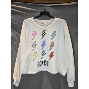 ACDC Retro Women's White‎ Sweetshirt Size Medium
